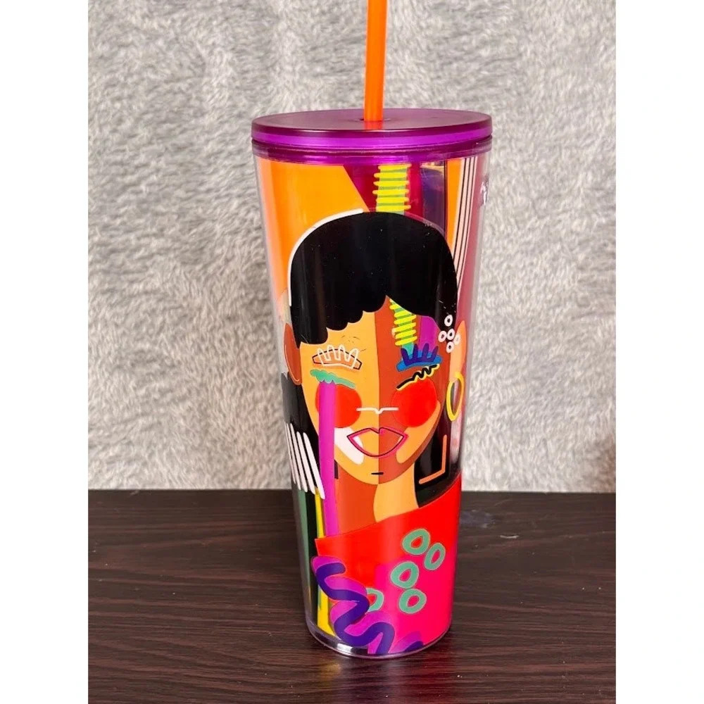 Starbucks She x This Pop Art Tumbler 24oz Cold Cup Iridescent Purple Orange